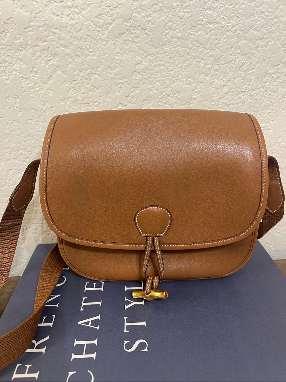 Hermès Vintage Bamboo Dufffle Leather Crossbody Bag